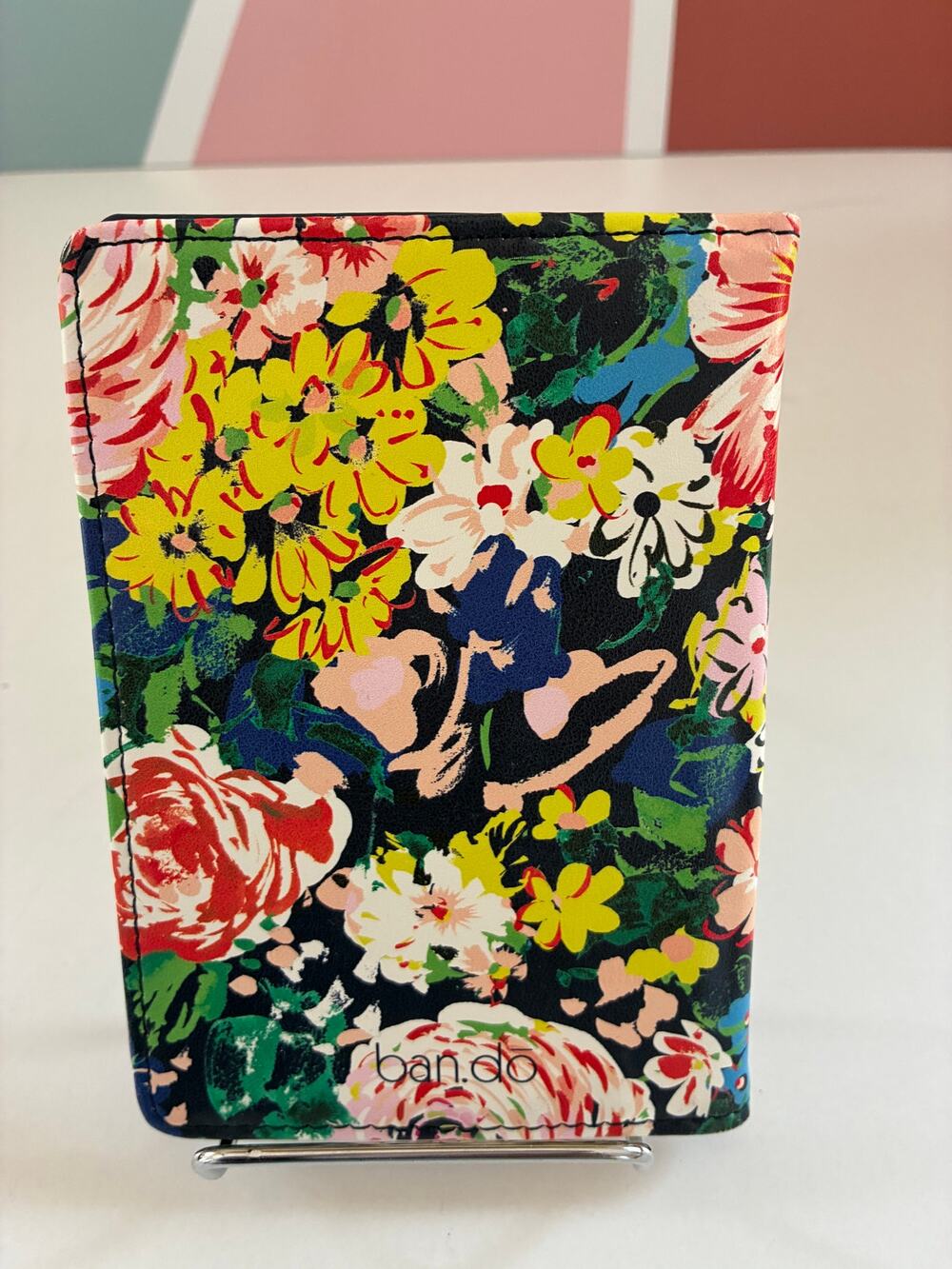 Ban.do Passport Case Travel Wallet Floral on Navy Gold Inside